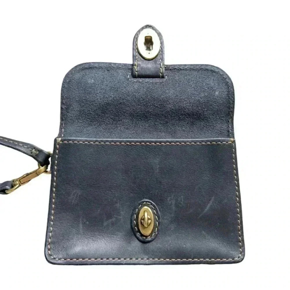 Fossil Austin Wristlet Purse Turn Lock Leather Black Brass Unisex Women One Size - Picture 4 of 15